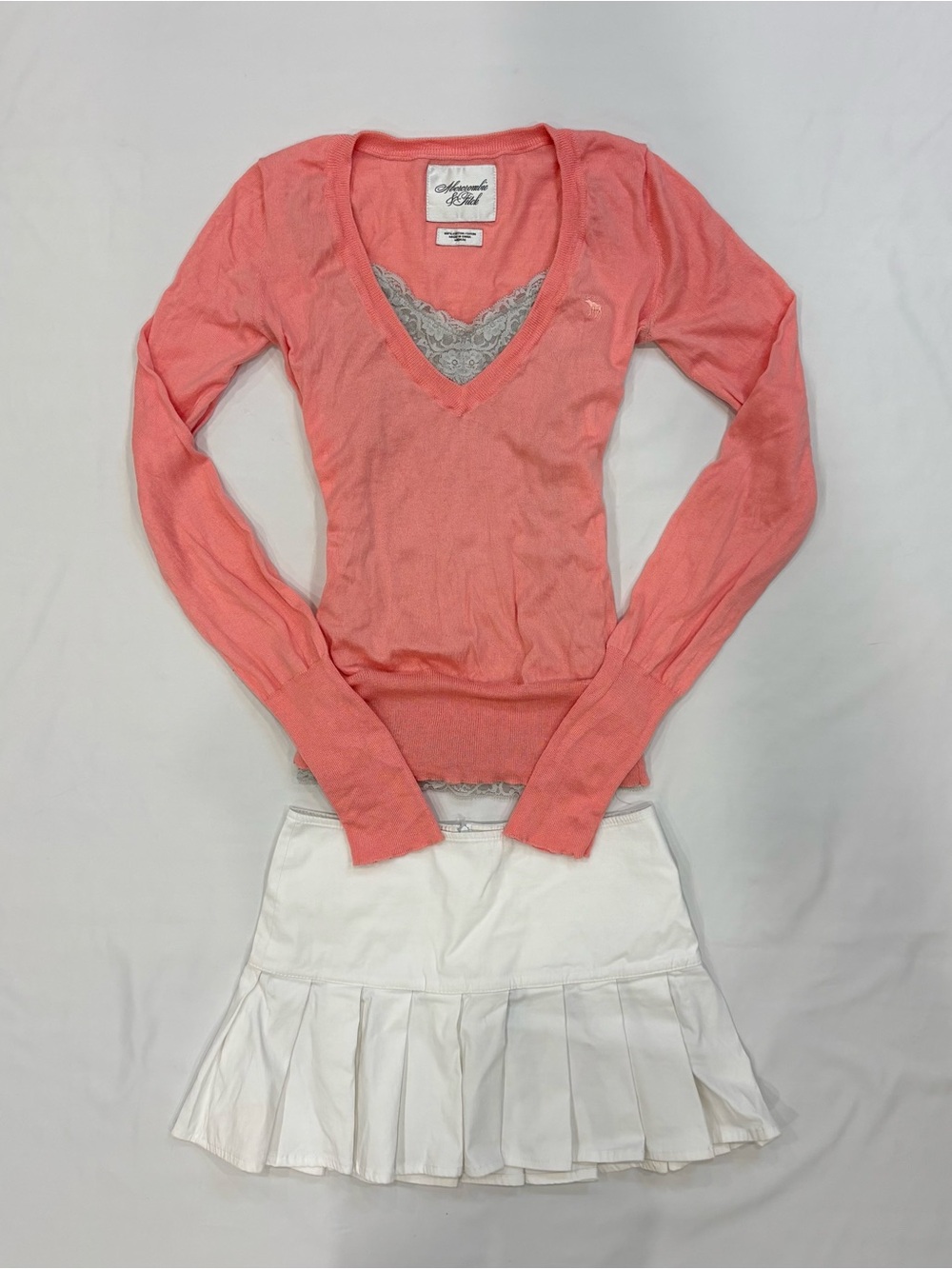 Vintage 2000s Abercrombie & Fitch Cotton Coral Long Sleeve Sweater